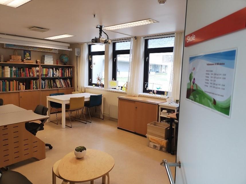 Klasserommet på barneposten. - Klikk for stort bilde